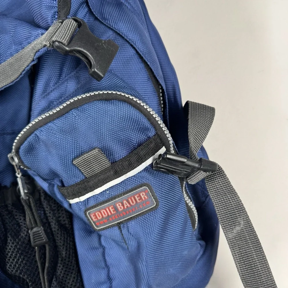 Eddie Bauer Vtg Y2K Blue Nylon Rucksack Camping Outdoor Hiking Backpack 17